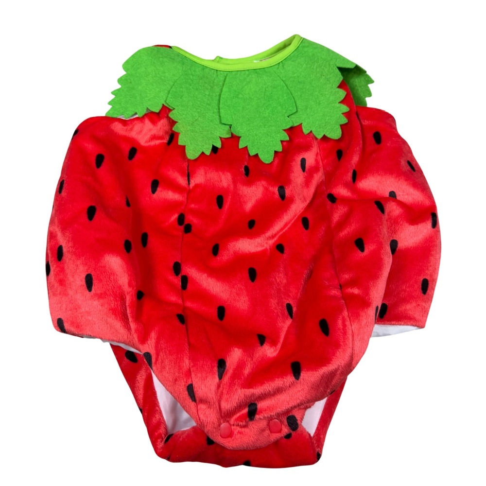 Strawberry Costume Red Plush Romper 18-24 mo Baby Girl Spooktacular Creations